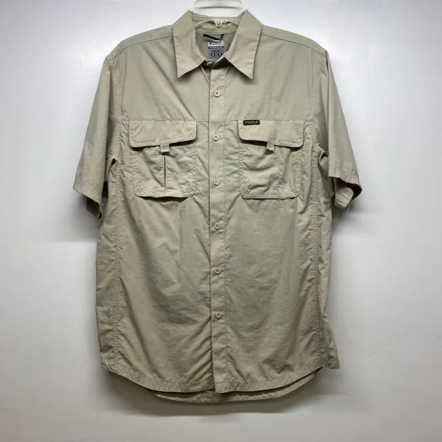 Columbia Men's Size M Tan Nylon Solid Men's Short Sleeve Shirt