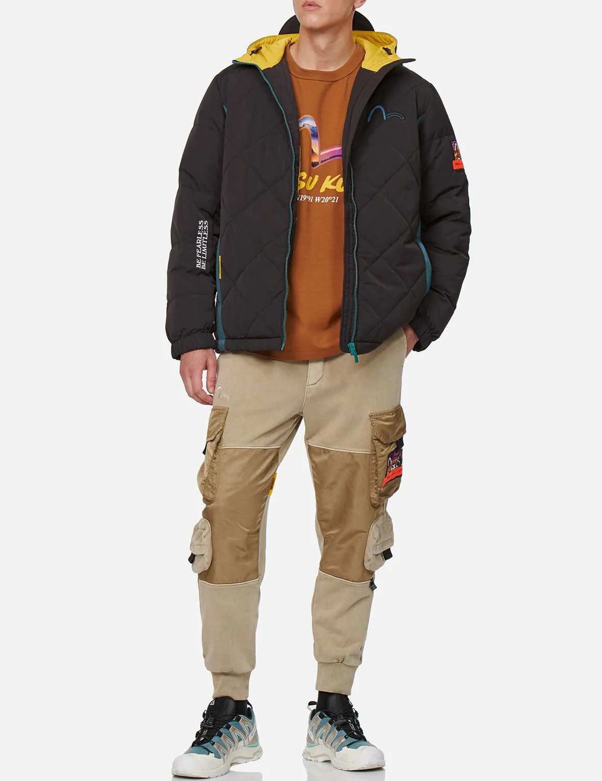 Contrast Webbing Strap Quilted Down Jacket