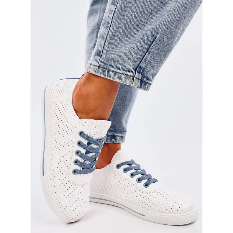 Costier Light Blue women's openwork sneakers white