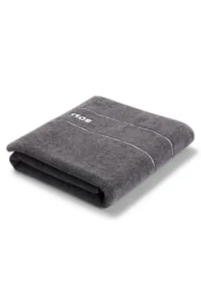 Cotton bath sheet with white logo embroidery