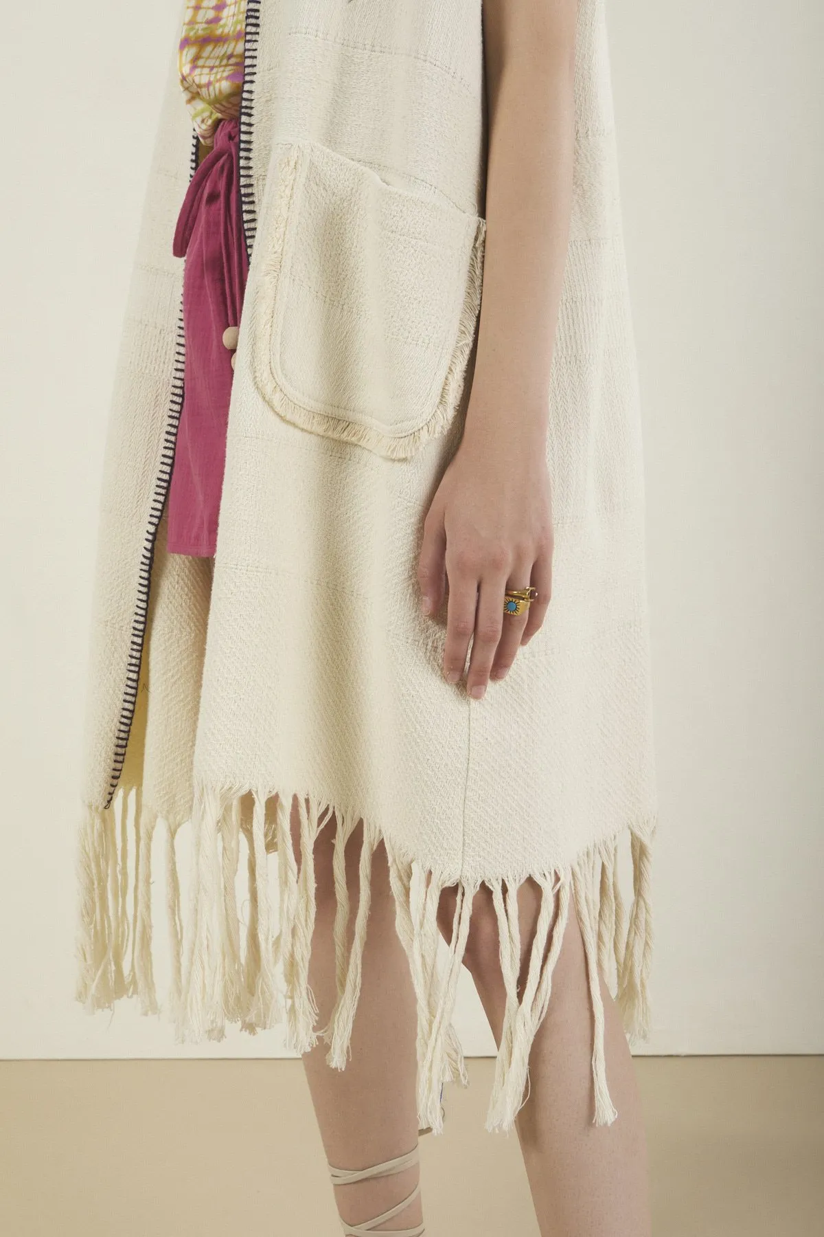 Cotton jacket with sash