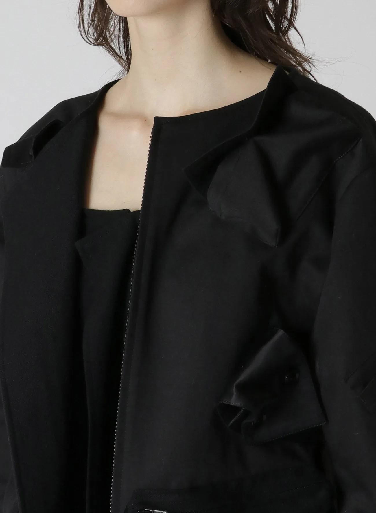 COTTON SATIN+COTTON WOOL LIGHT SERGE MULTI POCKET JACKET