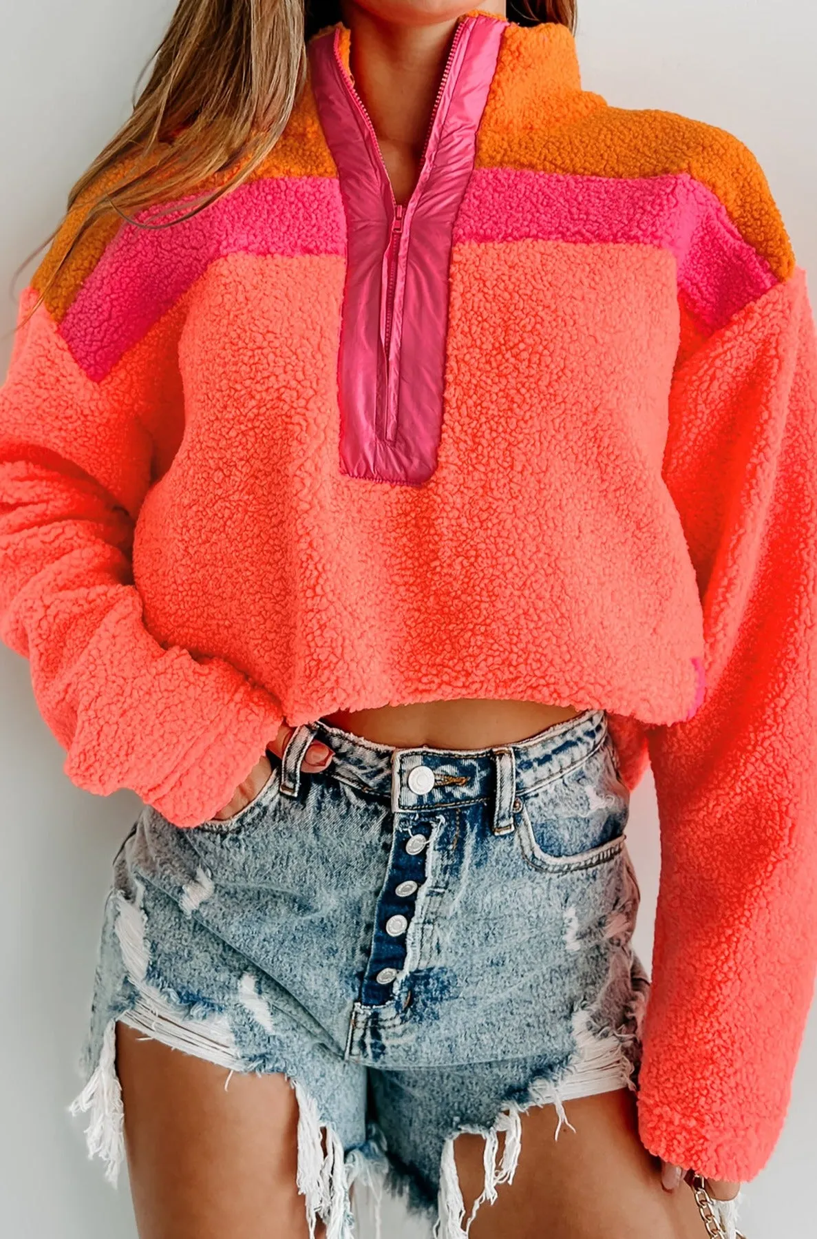 Cozy Feels Oversized Sherpa Pullover (Multi)