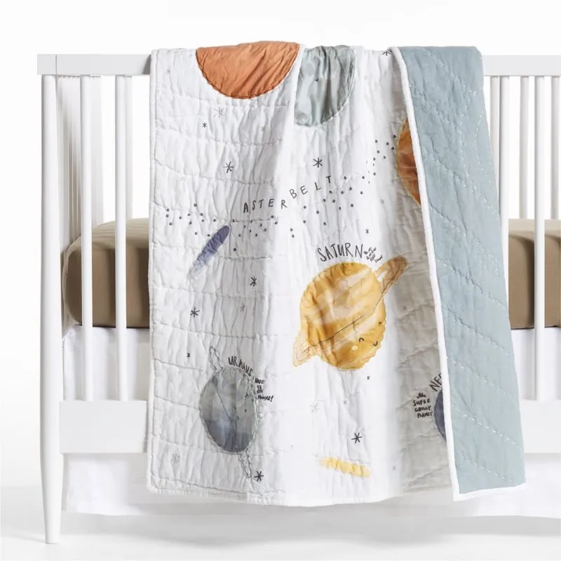 Crate&Barrel Supersoft Garden Green Organic Cotton Gauze Baby Crib Fitted Sheet