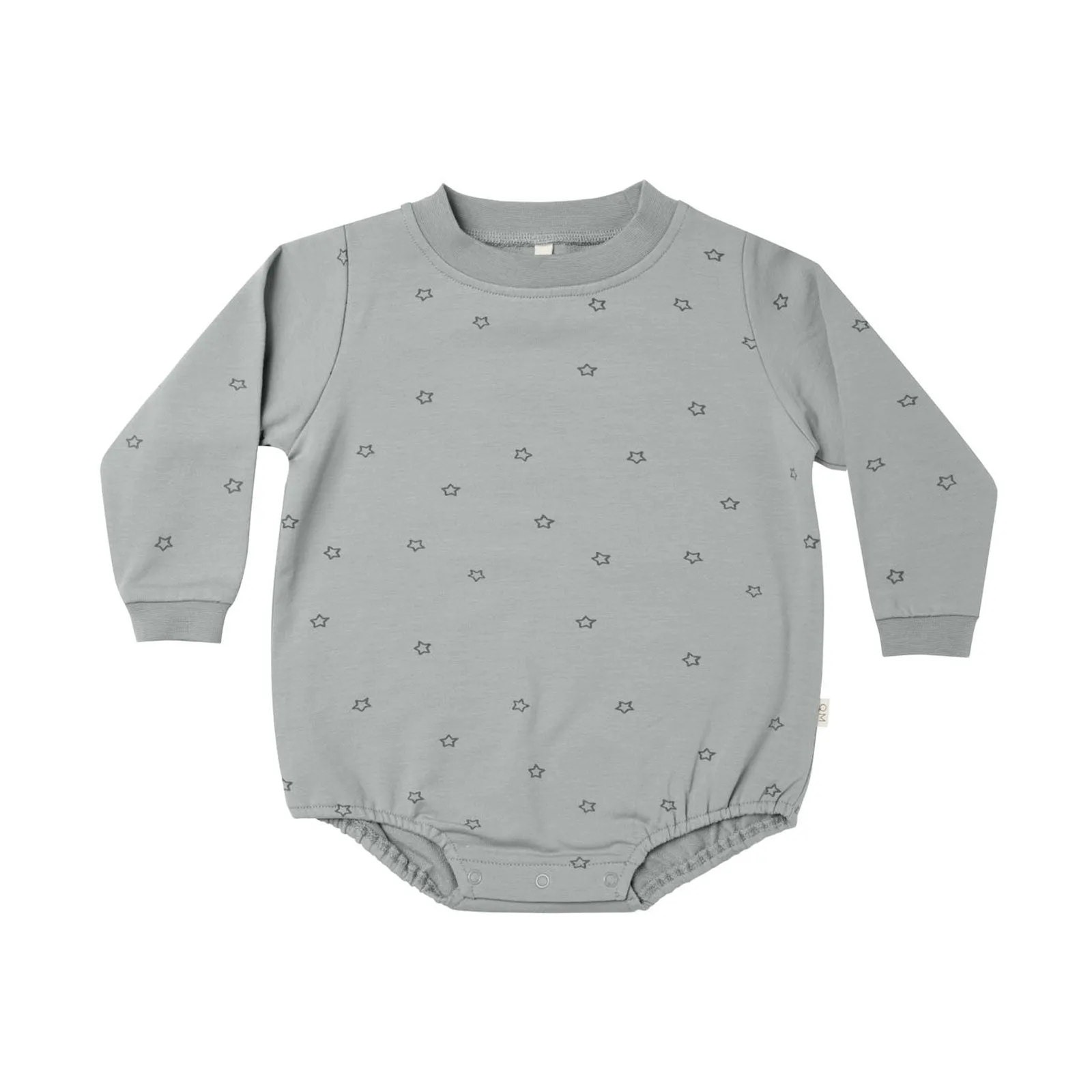Crewneck Bubble Romper - Stars - Dusty Blue - FINAL SALE