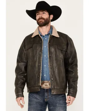 Cripple Creek Men's Sherpa Lined Leather Jacket