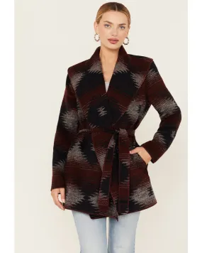 Cripple Creek Women's Southwestern Print Hooded Wrap Jacket