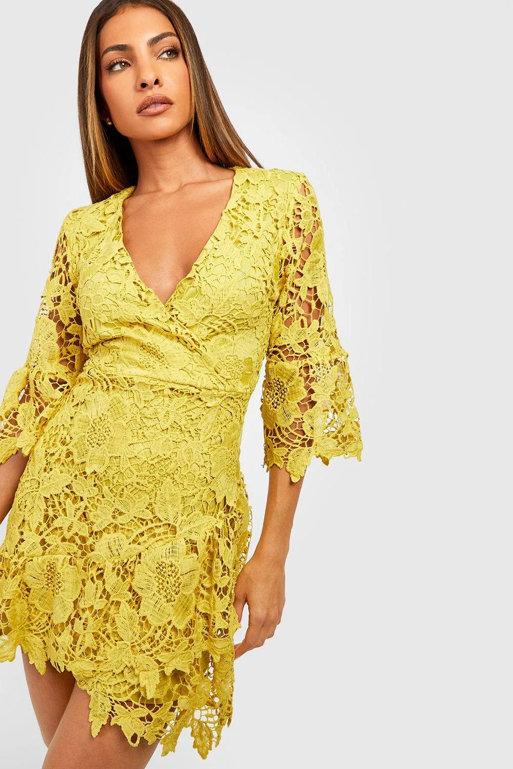 Crochet Lace Wrap Dress