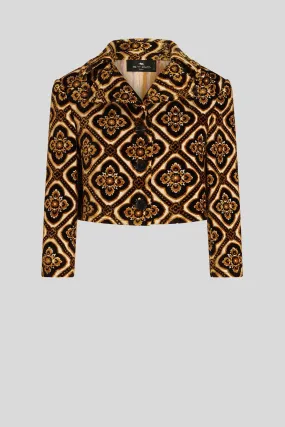 Cropped Jacket with Jacquard Pattern