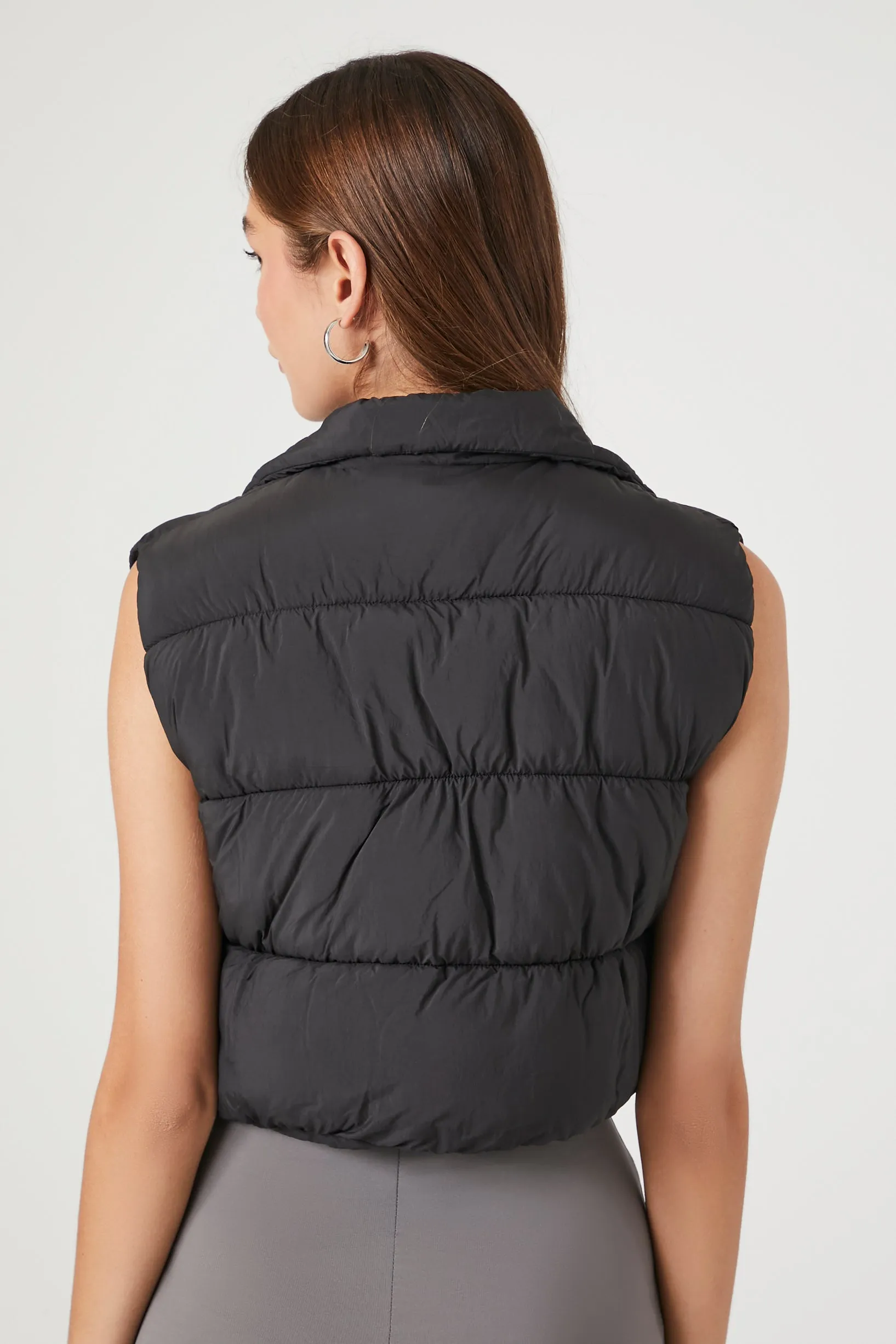 Cropped Zip-Up Puffer Vest