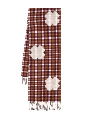 Cross Wool Scarf - Rust Grid Cross