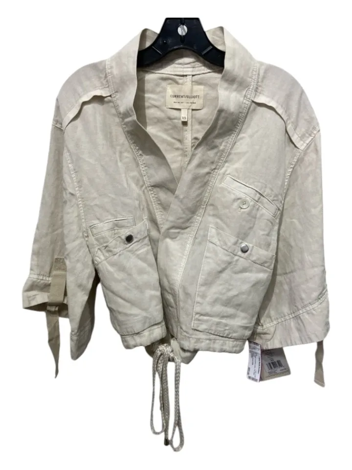 Current/Elliot Size XS Beige Lyocell & Linen Tie Detail Jacket