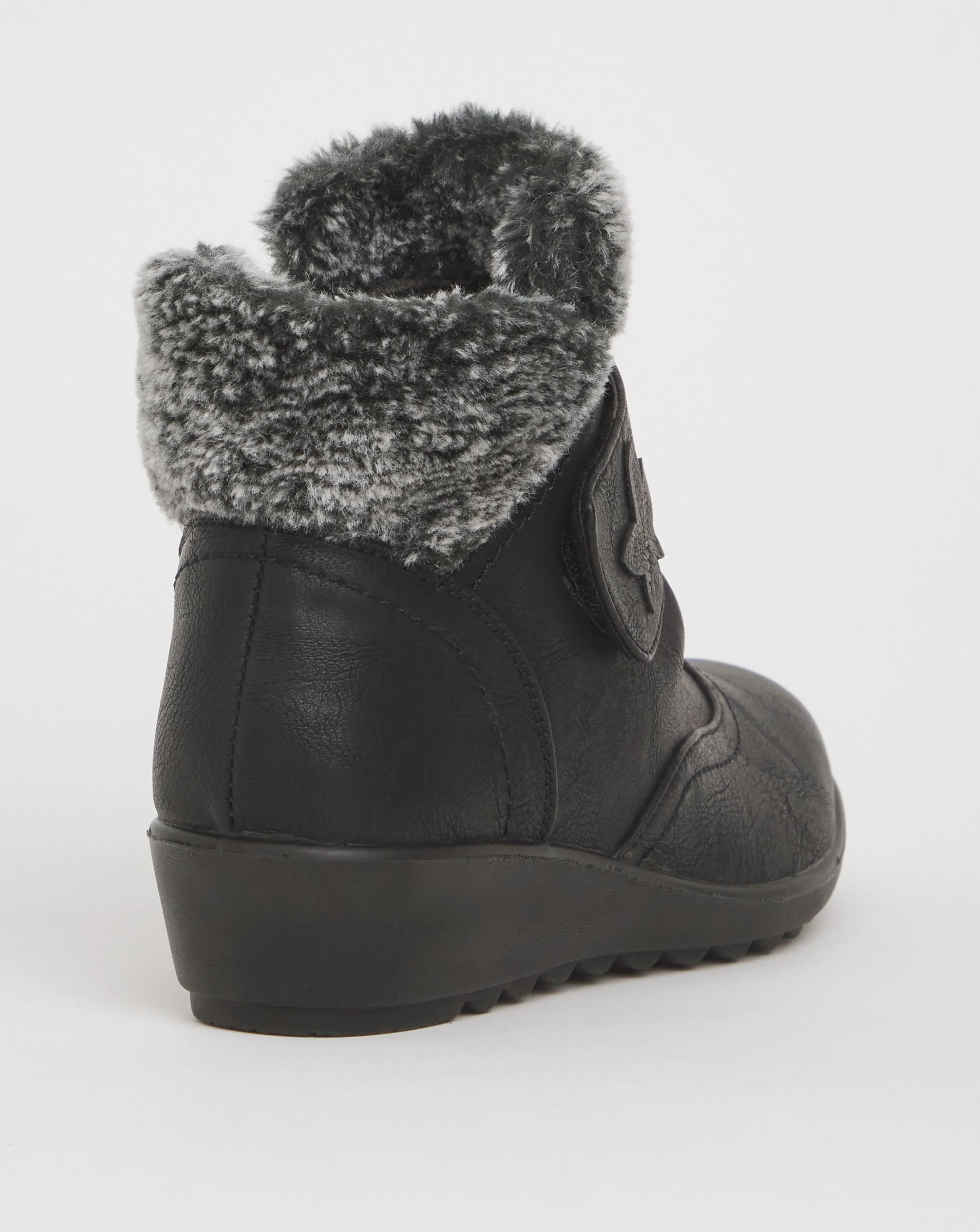 Cushion Walk Touch & Close Faux Fur Ankle Boot E Fit