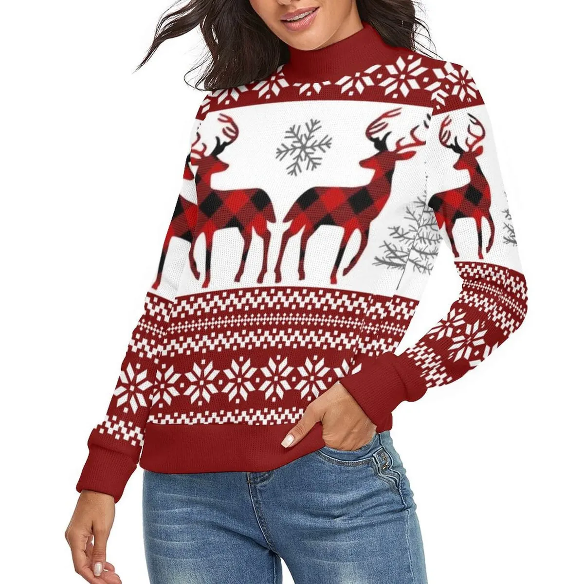 Damen MY01 Rollkragen Sweatshirt Pullover mit Fotos Motiven selbst gestalten und bedrucken