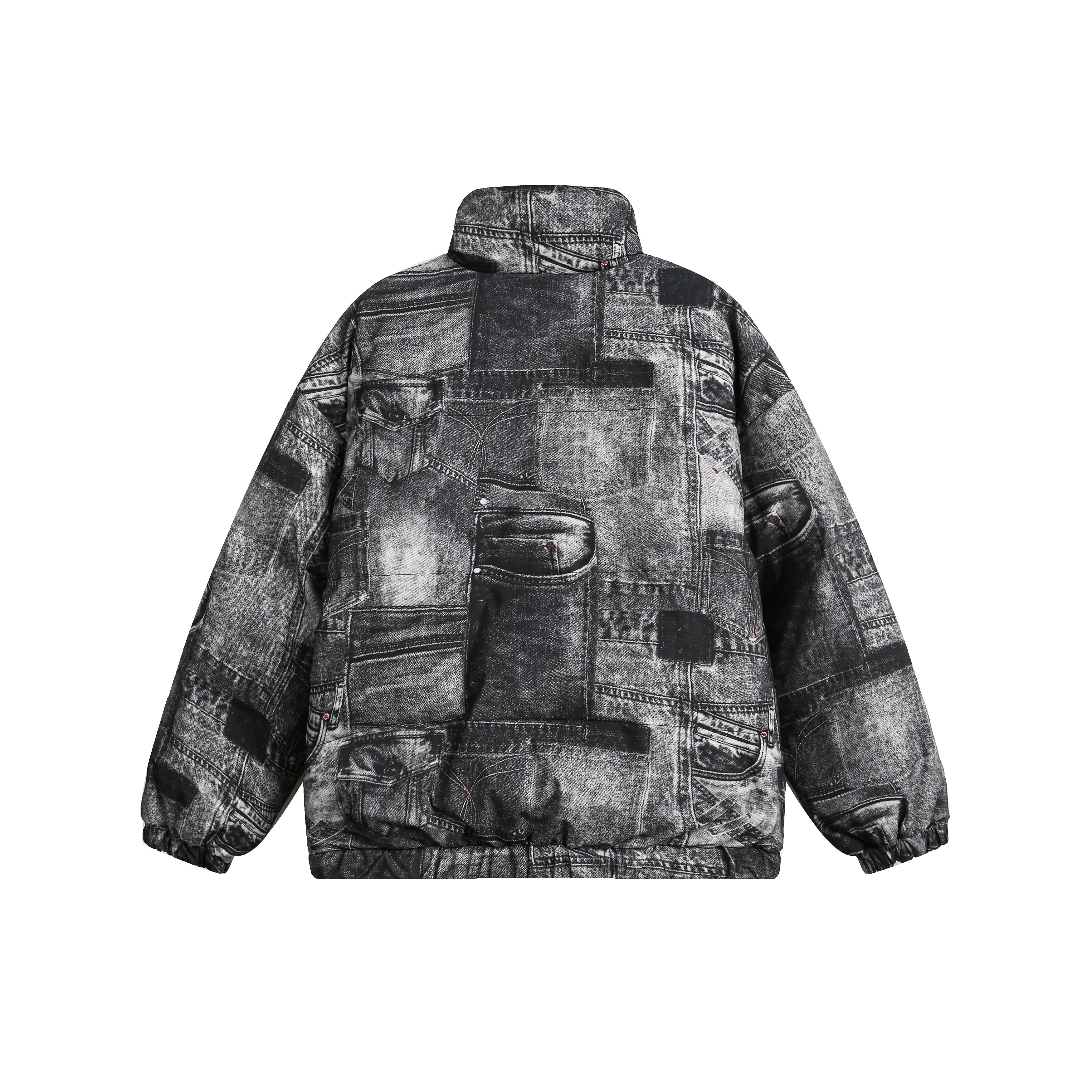 Denim Vibe | Patterned Street Puffer