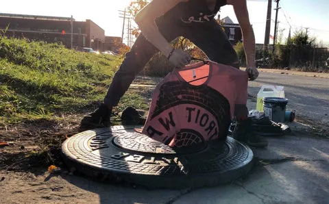 Detroit Manhole Cover Lightweight Jersey Hoodie, Burnt Orange. Detroit Tire Print. Limited Edition!