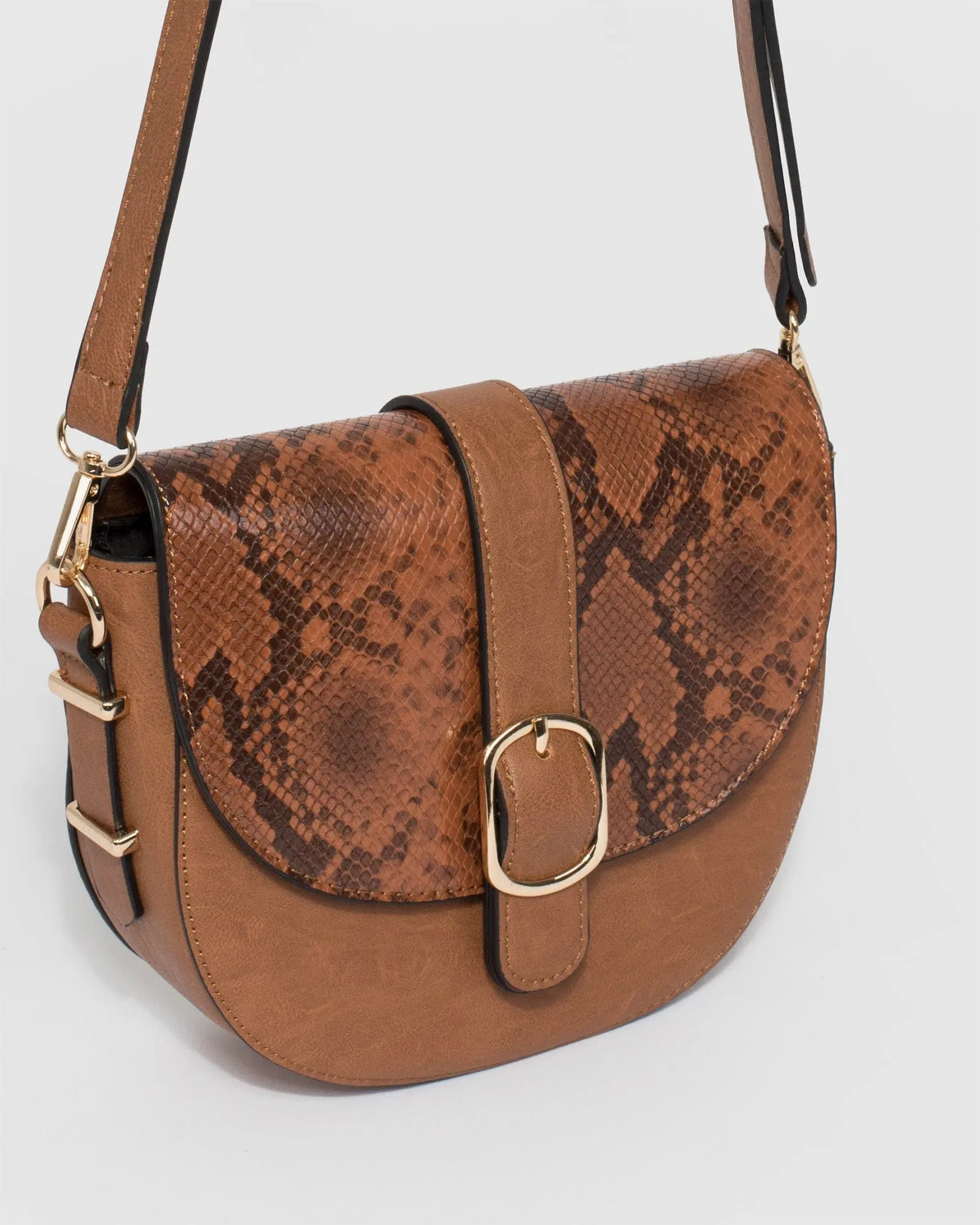 Dhana Buckle Tan Crossbody Bag
