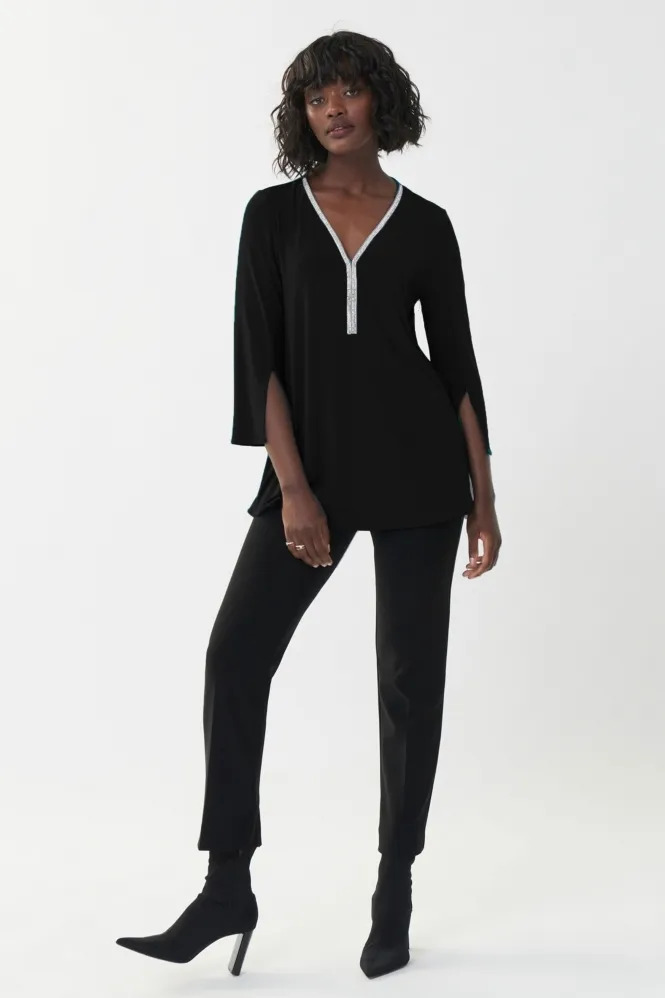 Diamante Trim Tunic - Black - 223198-11