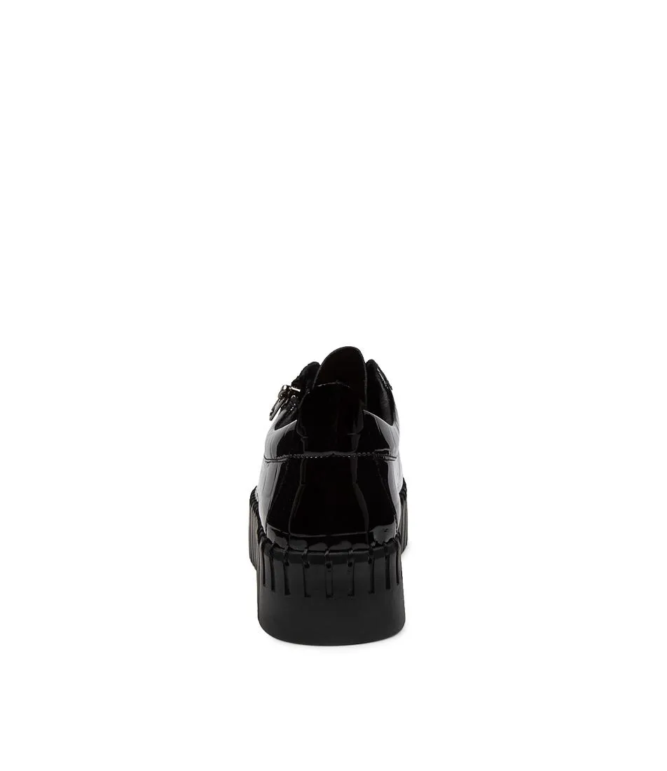 DJANGO & JULIETTE Bump Black Patent Croc Leather Sneakers Bs
