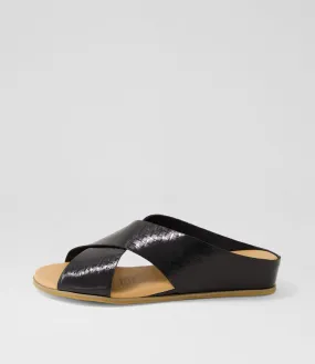 DJANGO & JULIETTE Harli Black Squares Metallic Leather Sandals