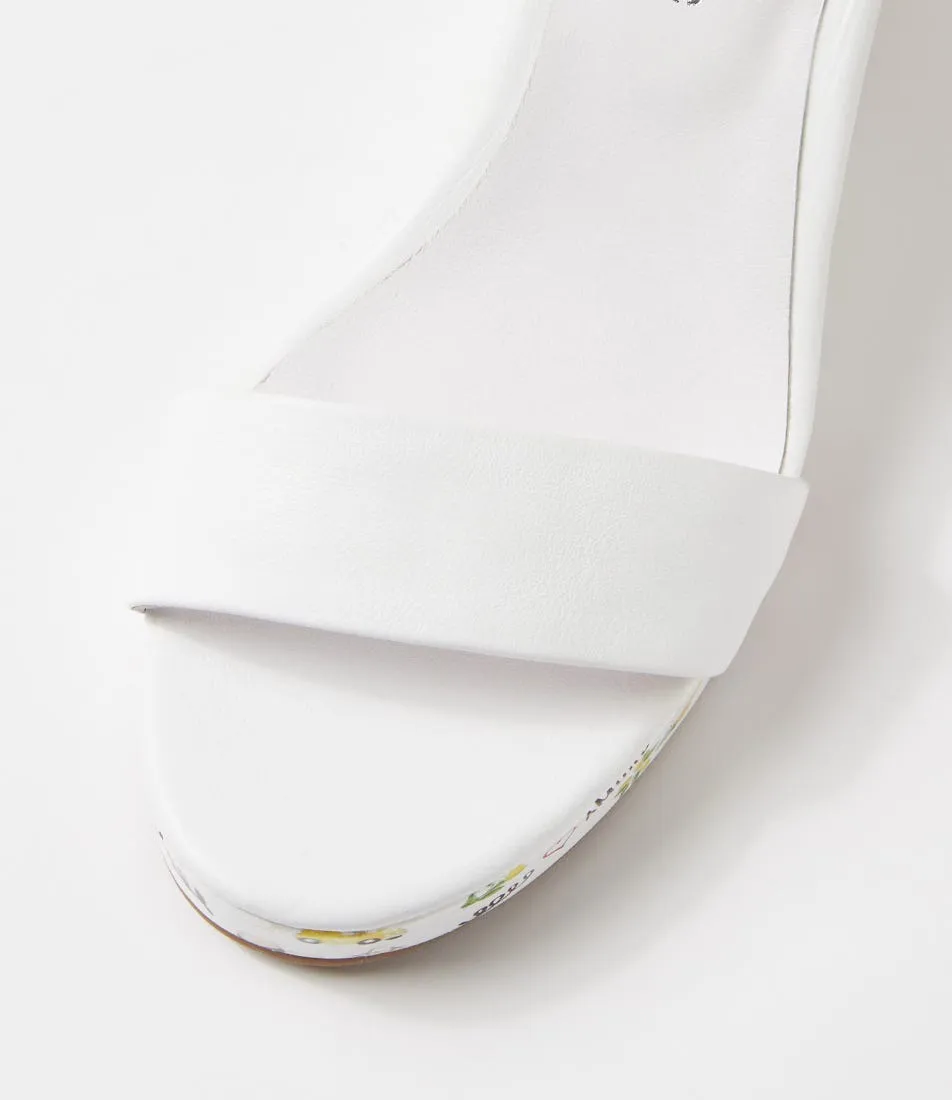 DJANGO & JULIETTE Perfectos White Amalfi Print Leather Sandals