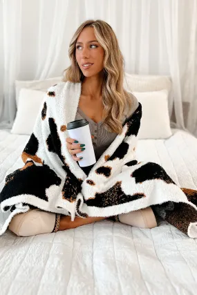 DOORBUSTER Let's Cuddle Fuzzy Blanket (Cow Print)