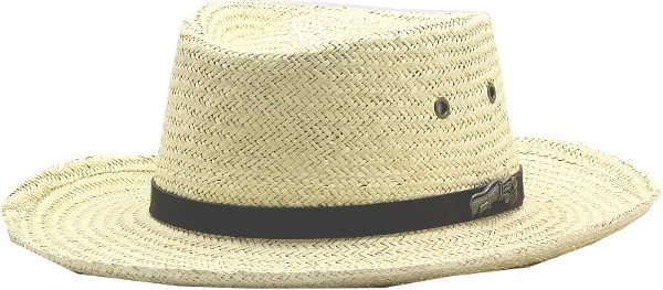 Dorfman Pacific Scala Pro Men's Palm Fiber Natural Gambler Golf Logo Straw Hat