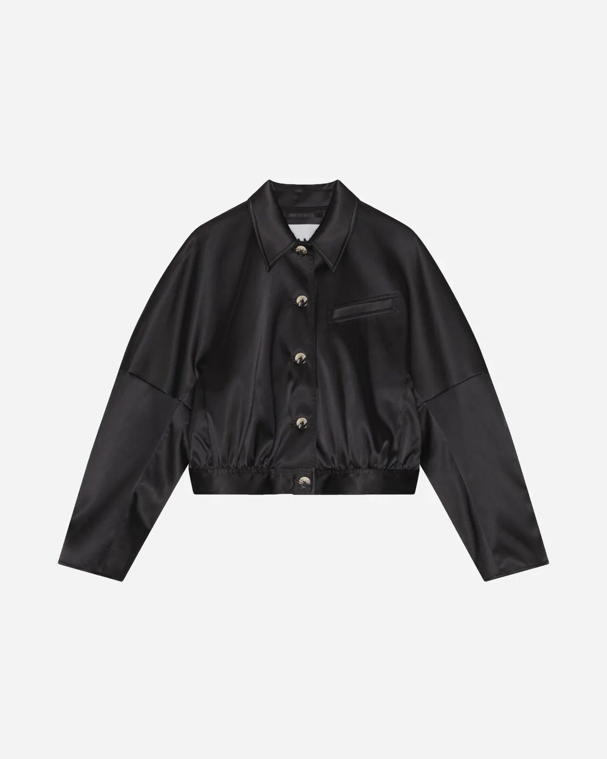 Double Satin Short Jacket - Black