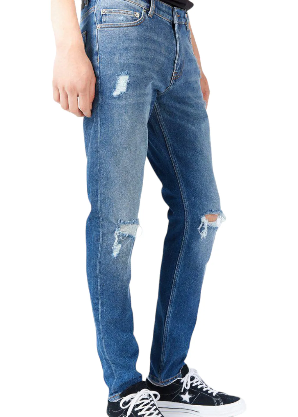 DR DENIM - Clark - Mid Indigo Blue Ripped