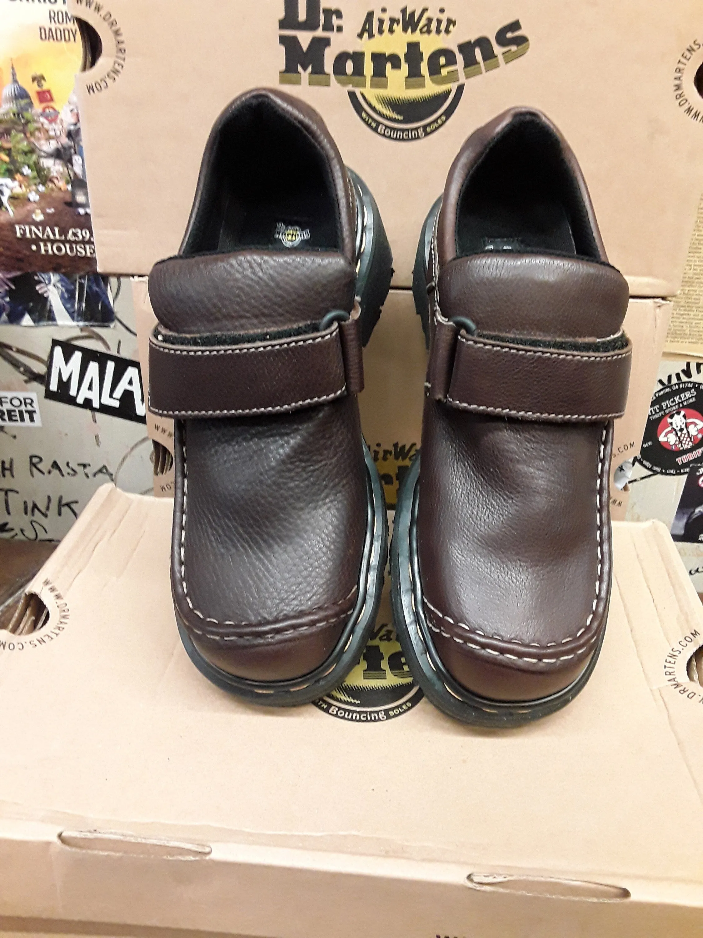 Dr Martens Made in England 9288 Brown velcro strap shoe size 5