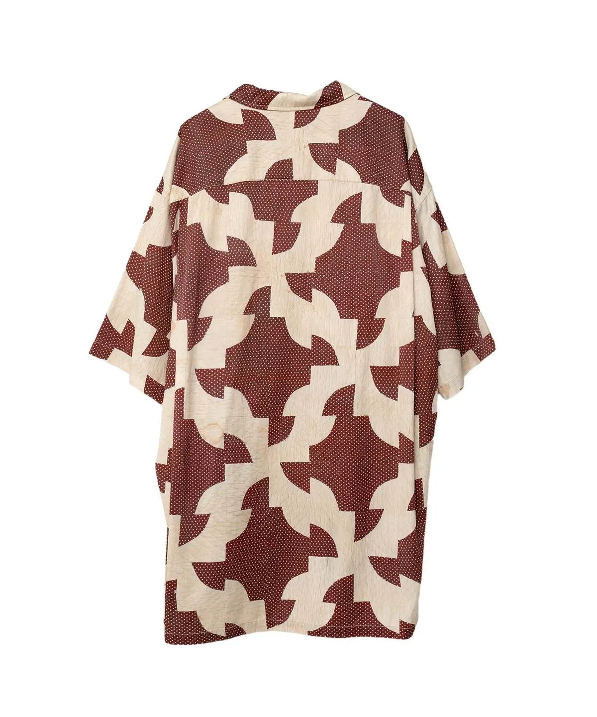 DRUNKER'S PATH QUILT PATTERN PRINTED S/S SHIRTS - BORDEAUX