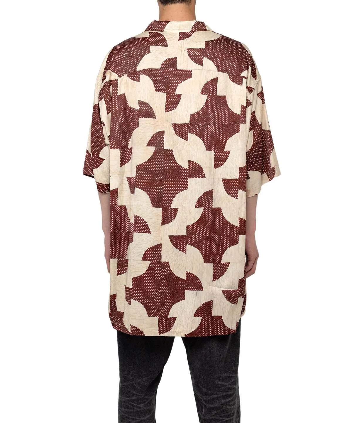 DRUNKER'S PATH QUILT PATTERN PRINTED S/S SHIRTS - BORDEAUX