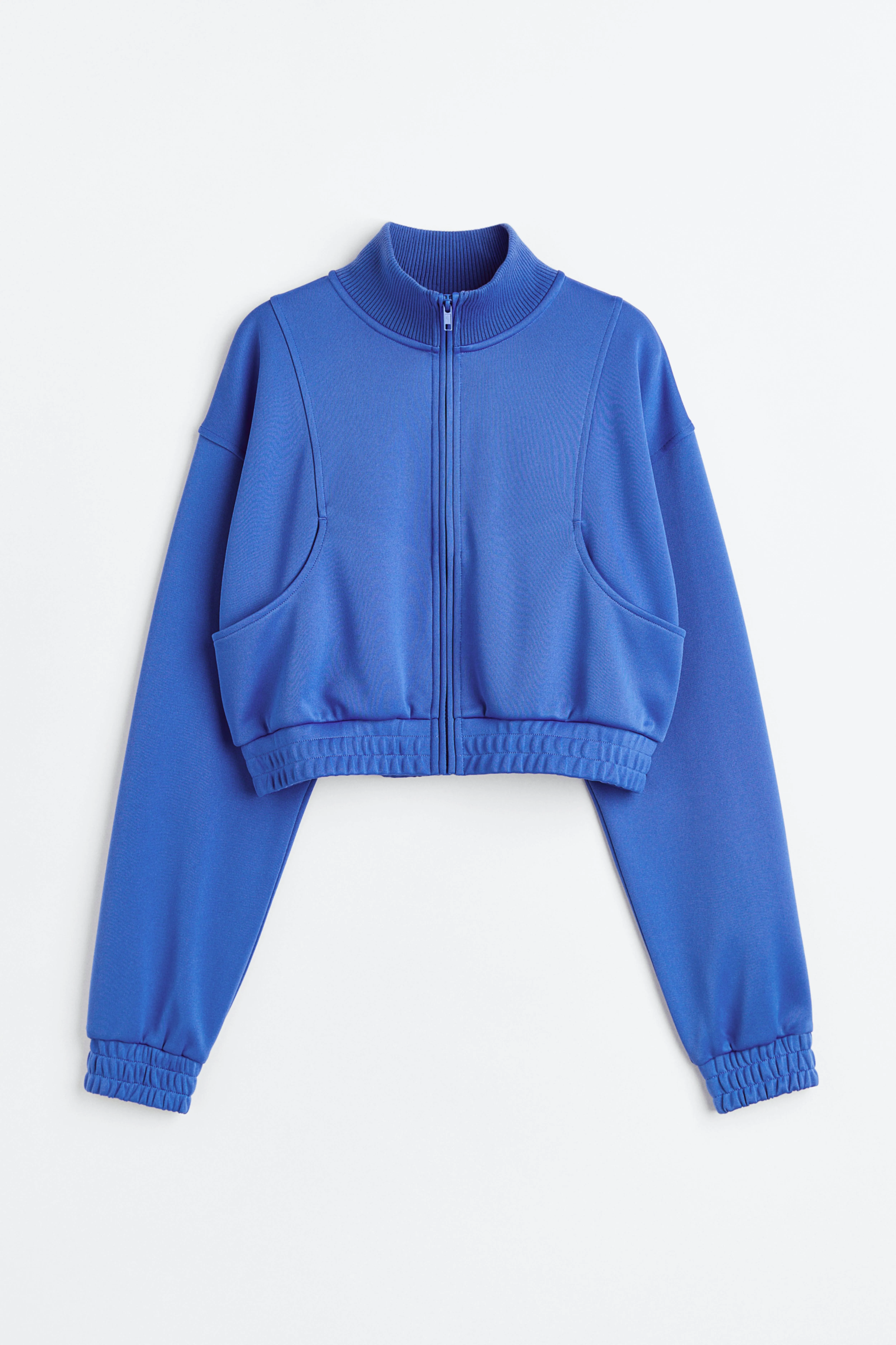 DryMove™ Zip-through sports jacket - Long sleeve - Cropped - Bright blue - Ladies | H&M GB