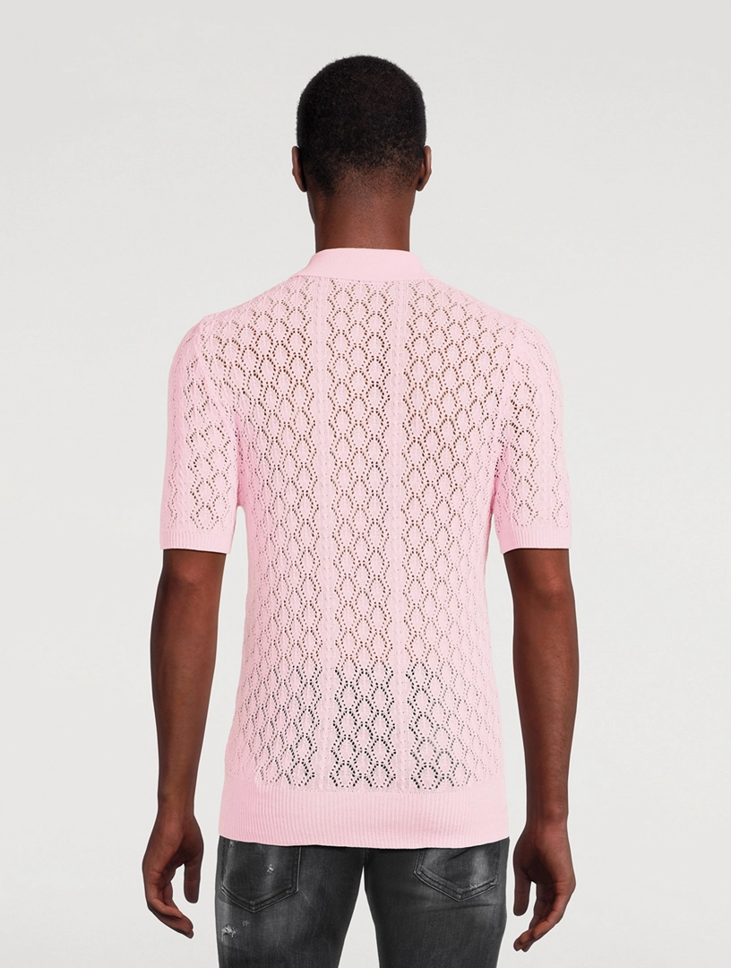 DSQUARED2 Knitted Openwork Cotton Polo Shirt