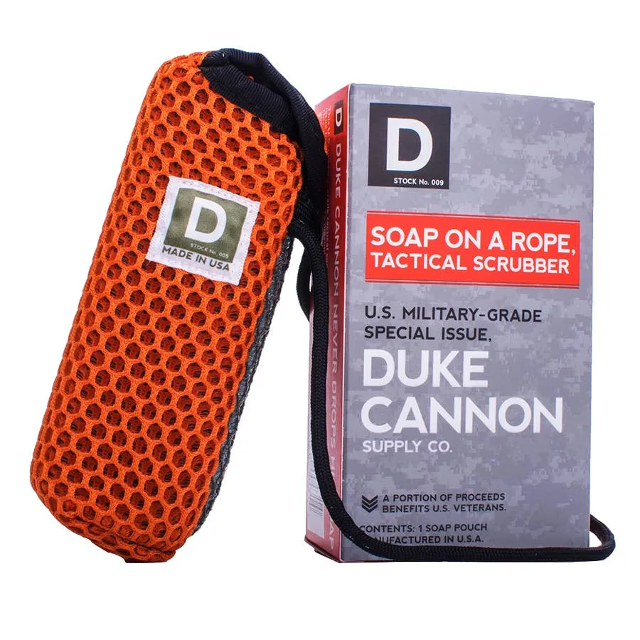 Duke Cannon Tactical Scrubber Rope On A Soap and Pouch