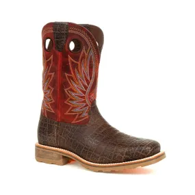 DurangoÂ® Mens Maverick Pro Steel Toe Waterproof Western Work Boot DDB0301 SAFARI ELEPHANT AND CRIMSON