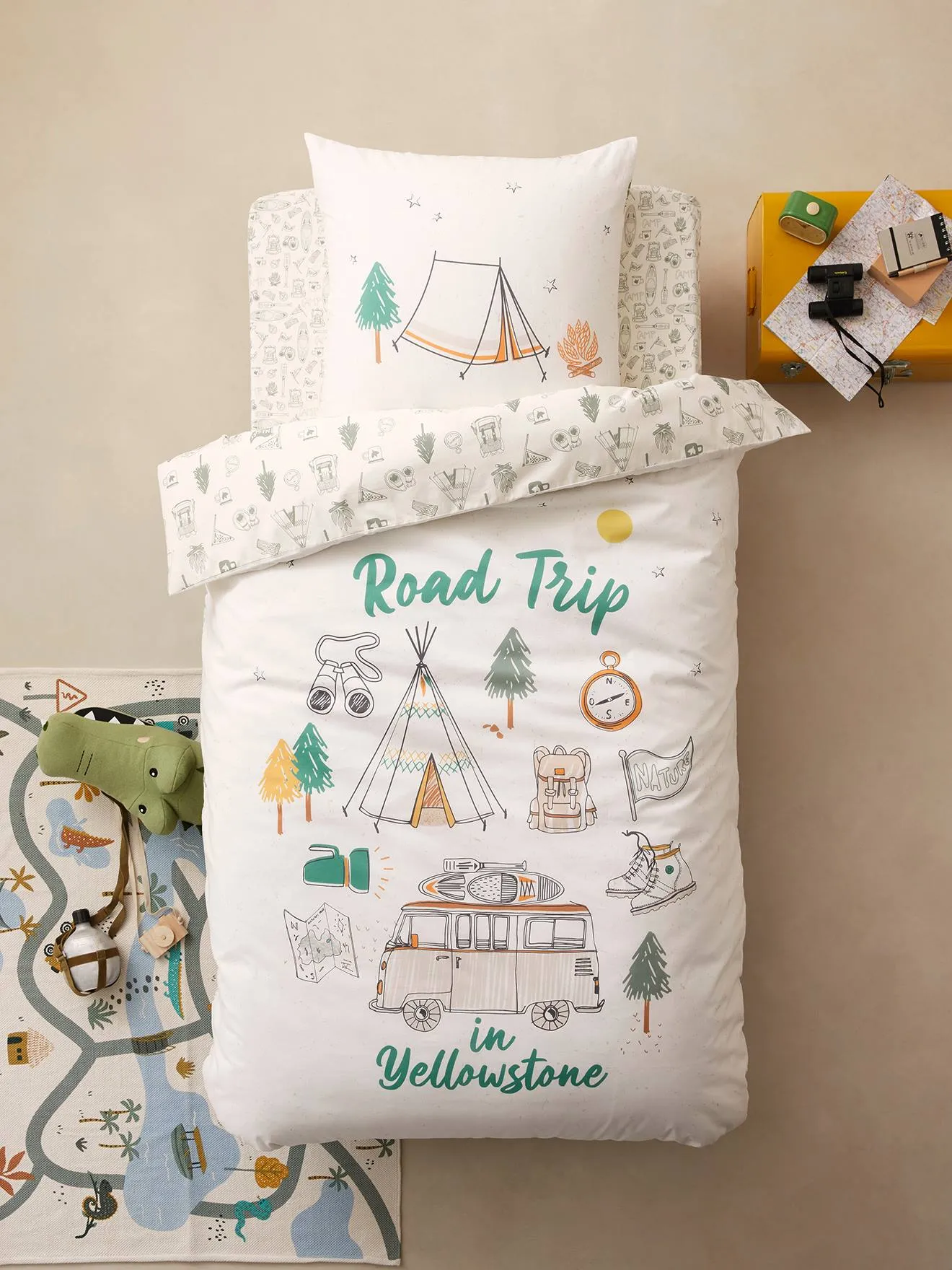Duvet Cover + Pillowcase Set for Children, YELLOWSTONE - beige