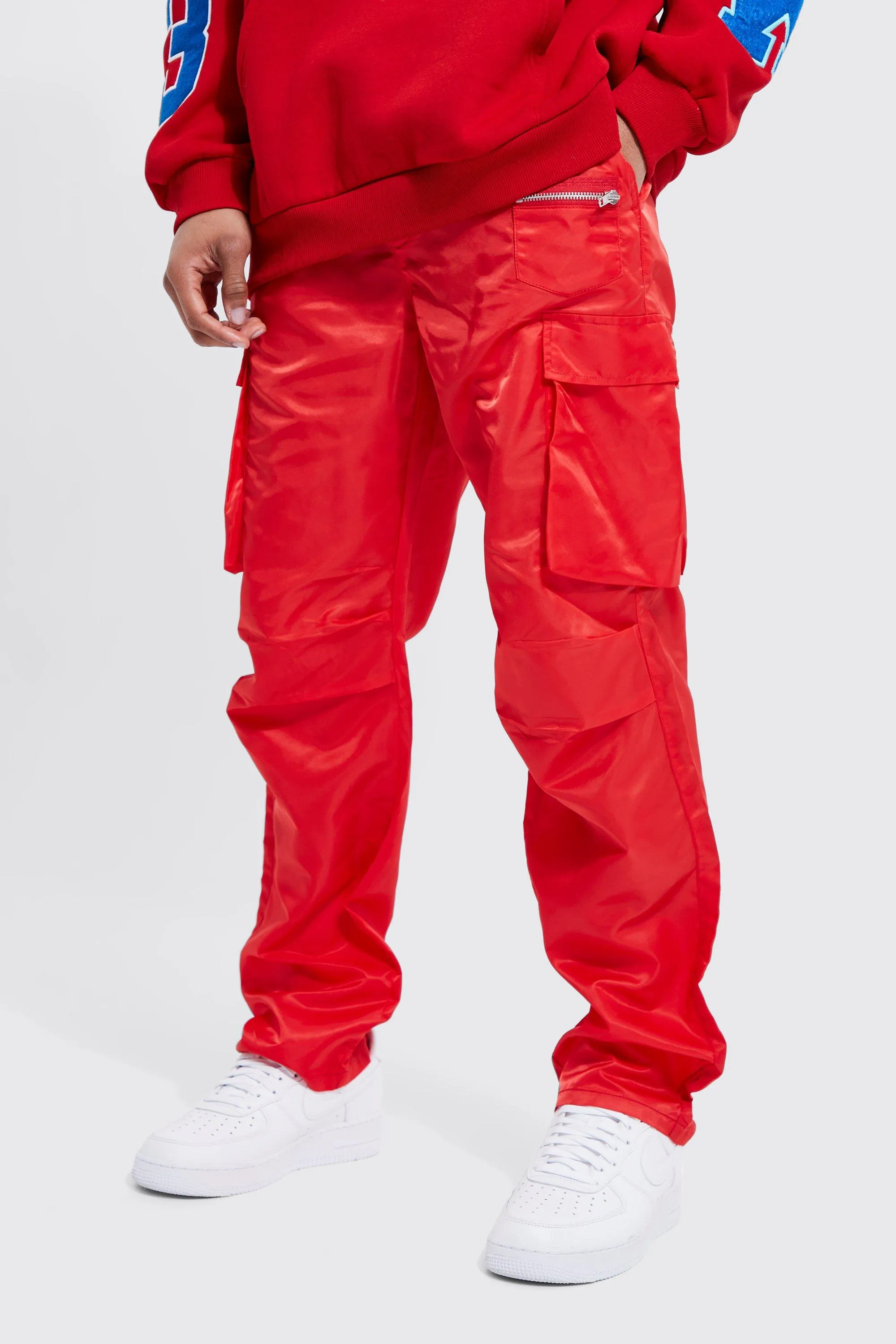 Elastic Waist Straight Leg Zip Cargo Pants