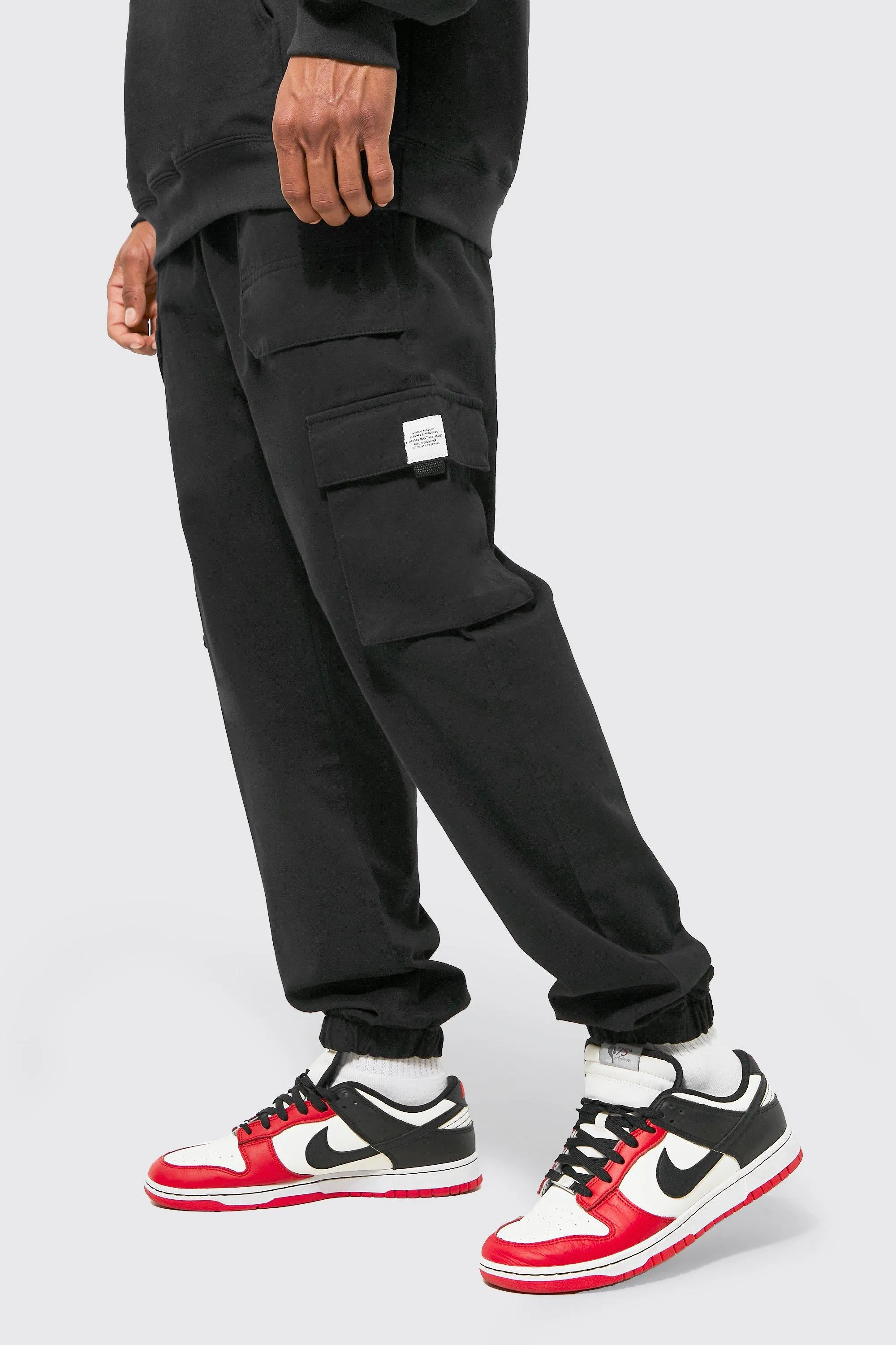 Elasticated Waist Slim Fit Buckle Cargo Pants