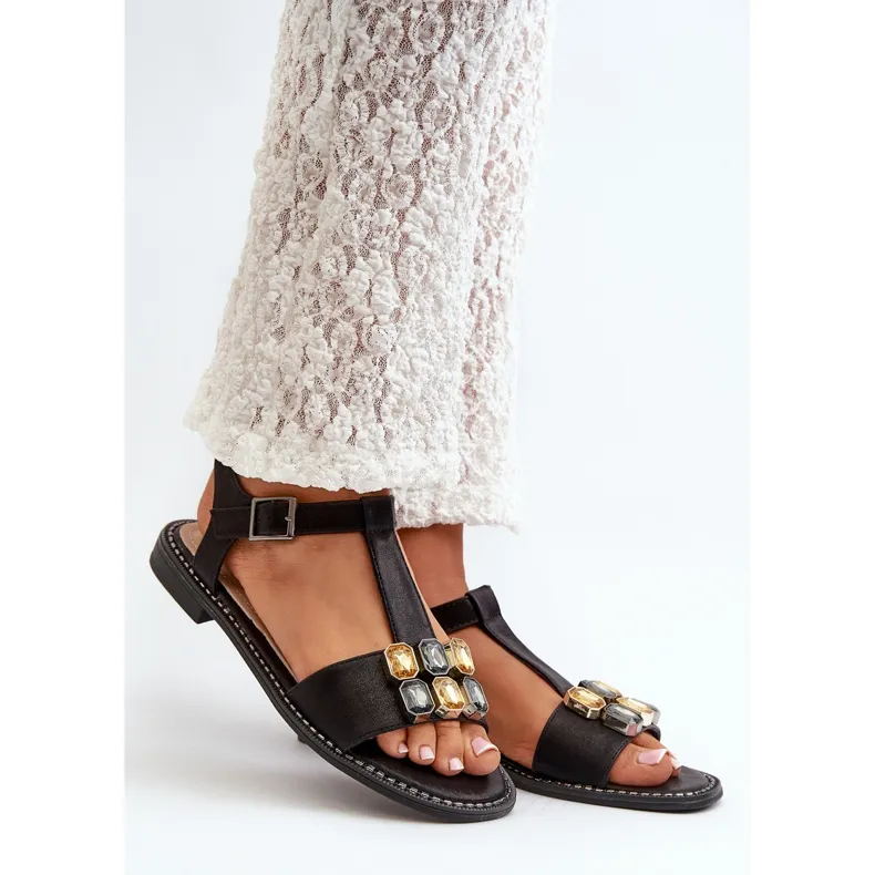 Elegant Women's Sandals With Decorative Details S.Barski KV27-030 Black