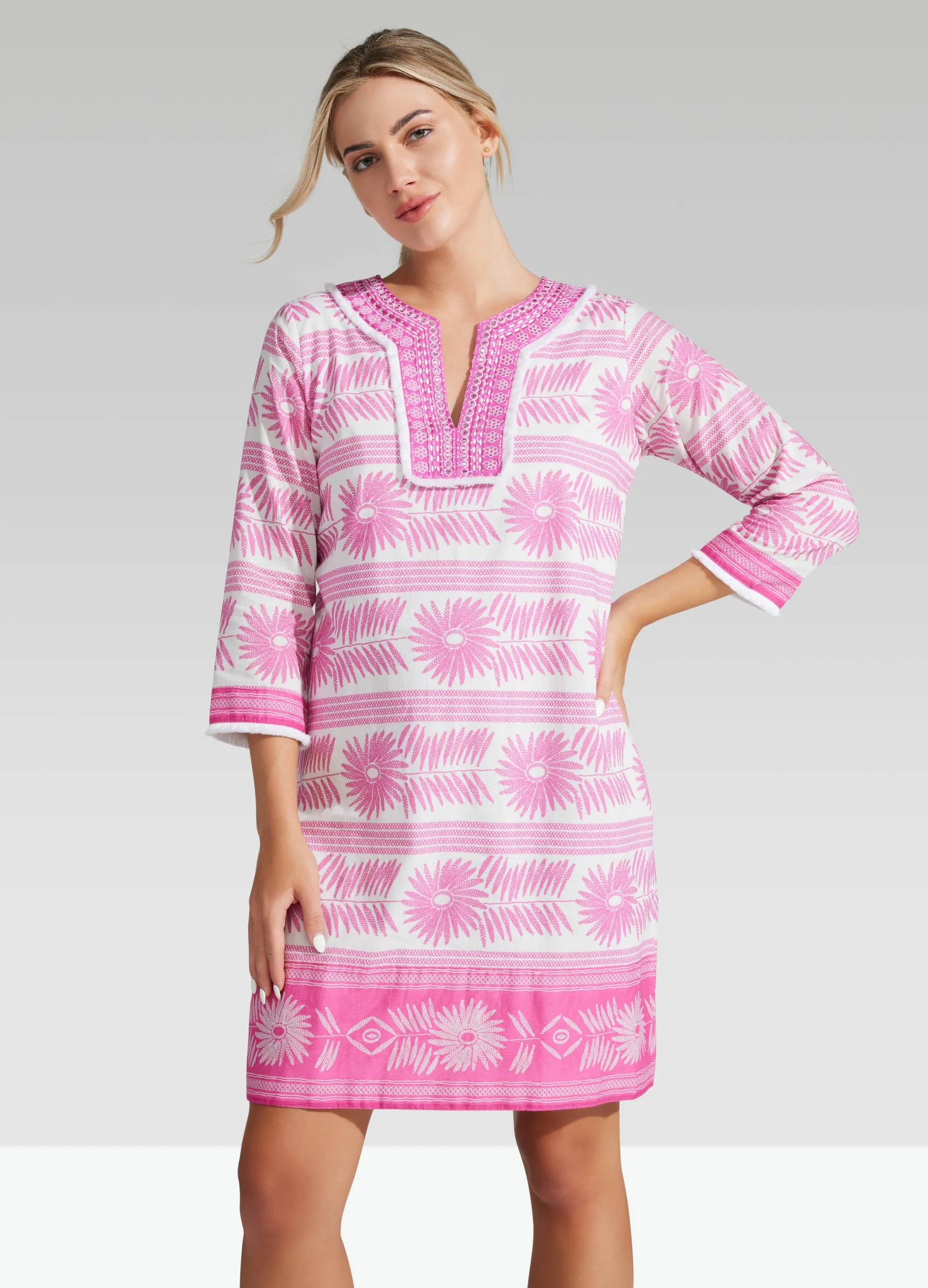 Embroidered Flower Tunic Dress