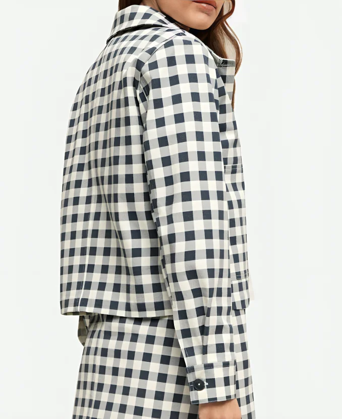 Emily in Paris S4 Lily Collins Plaid Cropped Jacket