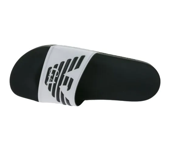 Emporio Armani Sliders Mules pour hommes Chaussures de bain Pantoufles de bain d'été XN747 XVPS06 D287 Noir/Blanc
