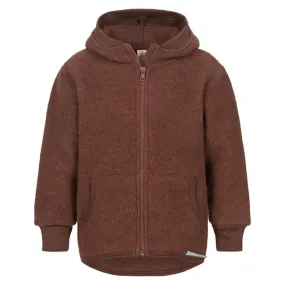 Engel Kids' 100% Wool Hooded Jacket with Zipper - Cinnamon Melange