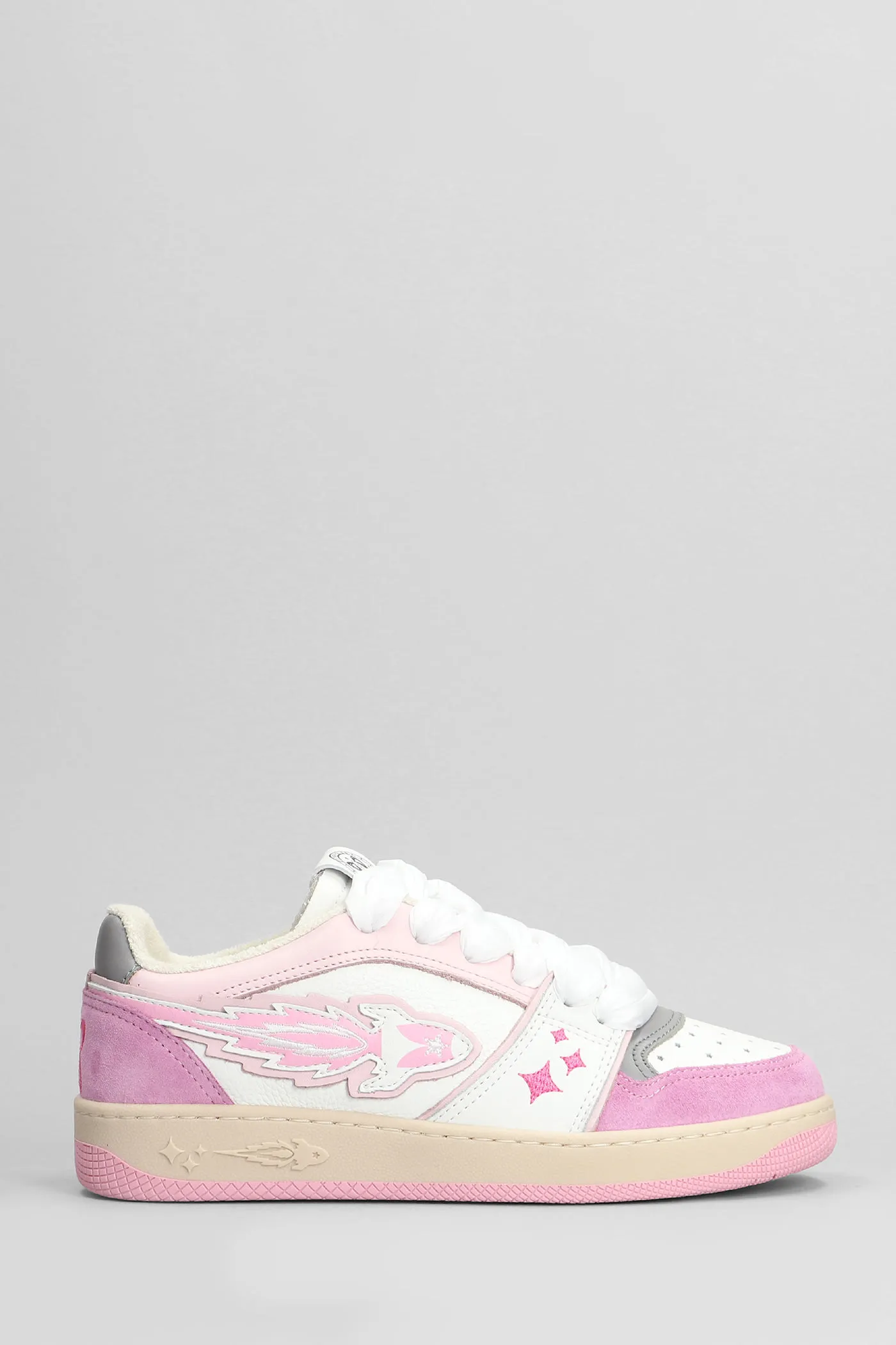 Enterprise Japan Egg Rocket Sneakers In White Leather
