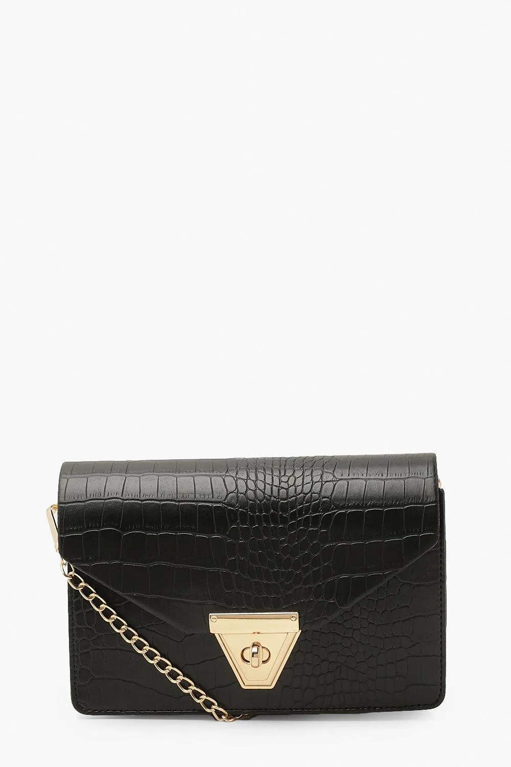 Envelope Croc Cross Body Bag And Chain