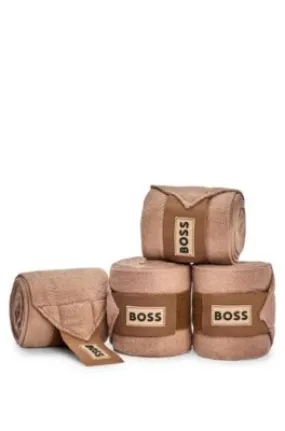 Equestrian fleece circulation bandages with branding