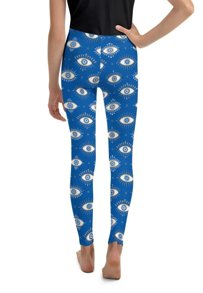 Evil Eye Pattern Youth Leggings