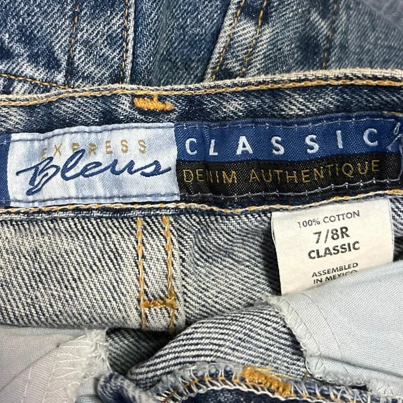 Express Bleu Blue Medium Wash Classic High Rise Straight Denim Jeans Size 7/8R