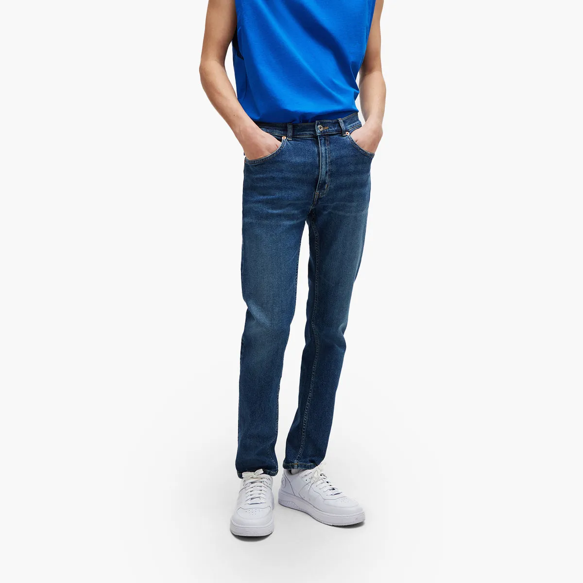 Extra-Slim-Fit Jeans In Mid-Blue Stretch Denim